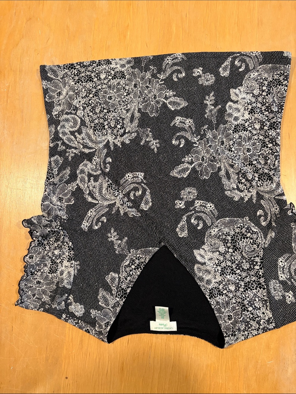 Laura Ashley Black and White Lace-Print Blouse